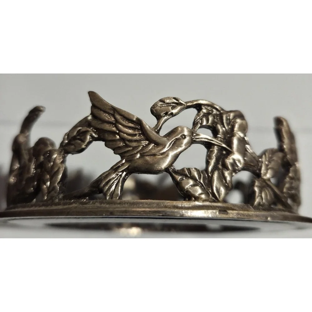 Scents And Accents Pewter Candle Holder Hummingbirds Retired‎